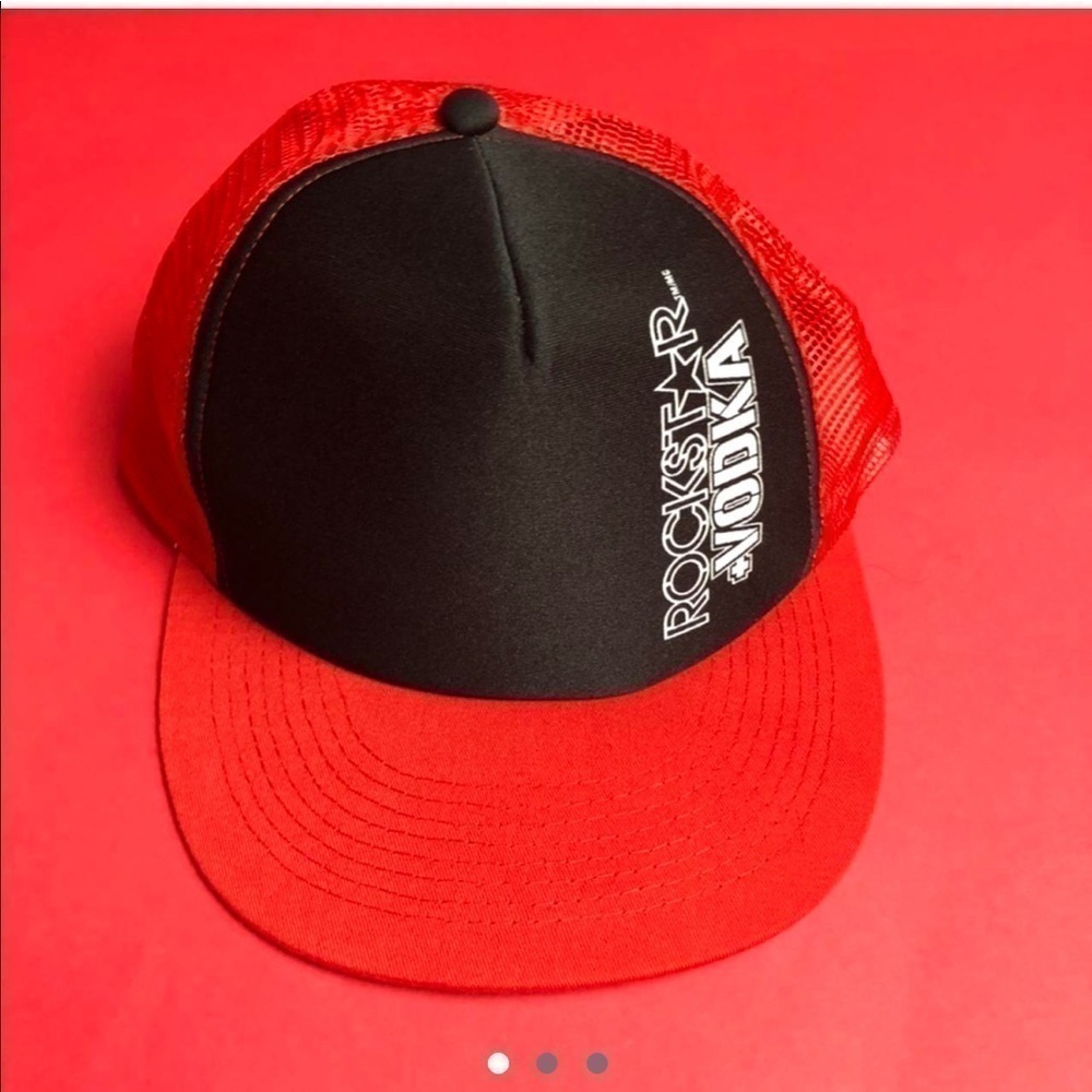 BLACK and red vodka rockstar mesh SnapBack❤️🖤​​​​​​​​​​​​​​​​​​​​​​​​​